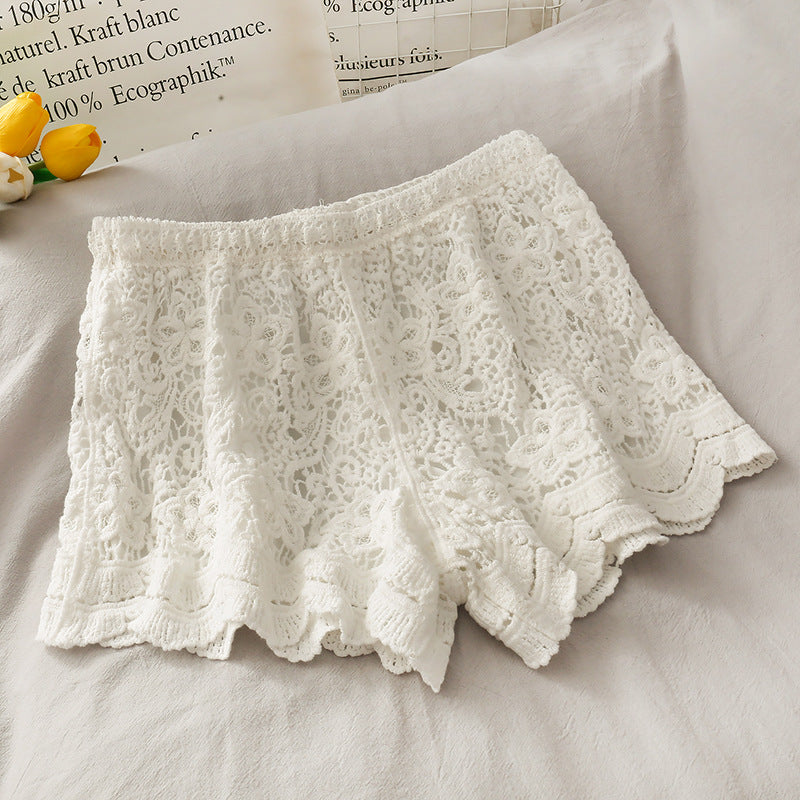 Women's High Waist Hollow Water Soluble Lace Shorts