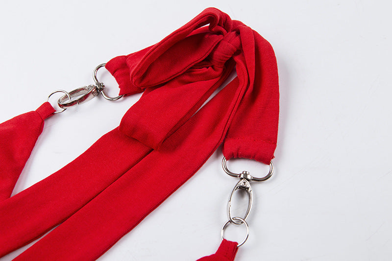 Short vest with hanging neck and exposed navel