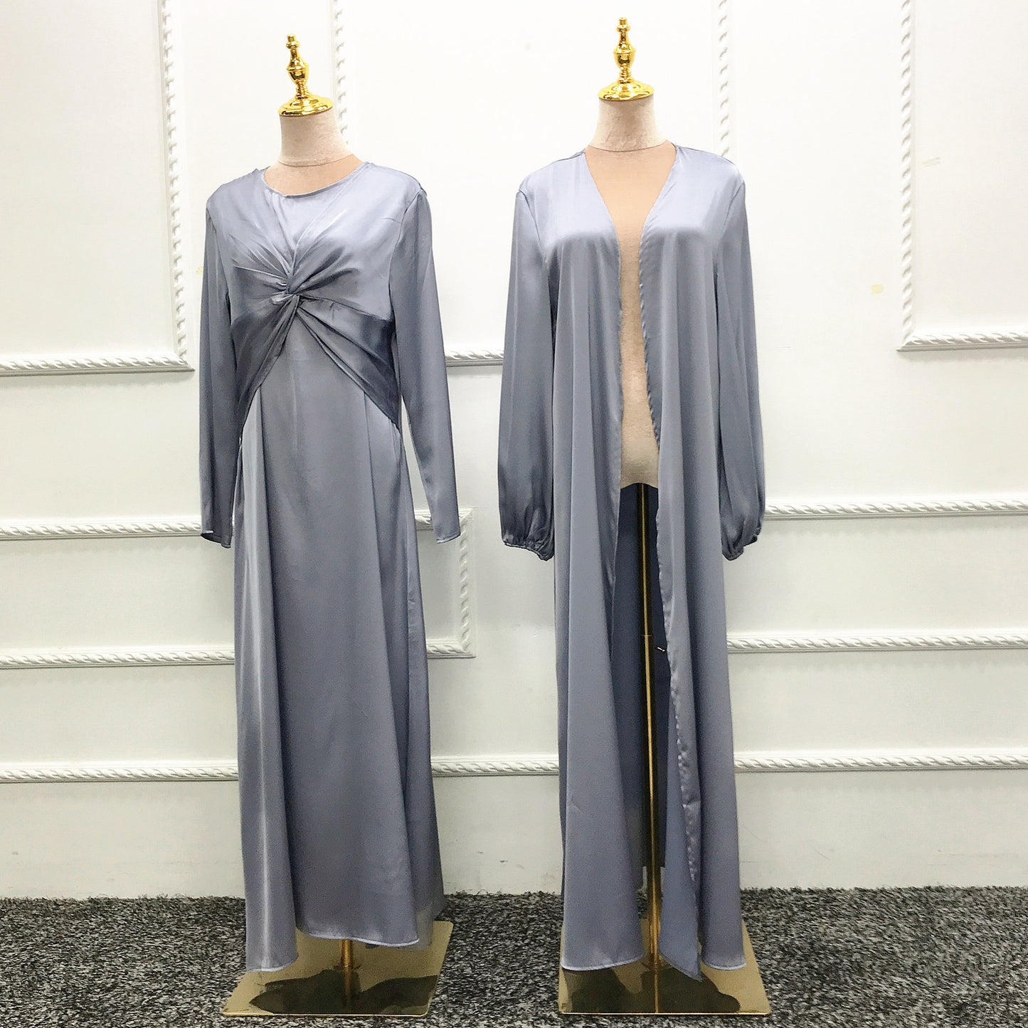 Fashion Solid Color Two-piece Dress Cardigan Suit