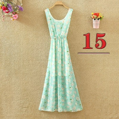 Sling sweet floral chiffon dress