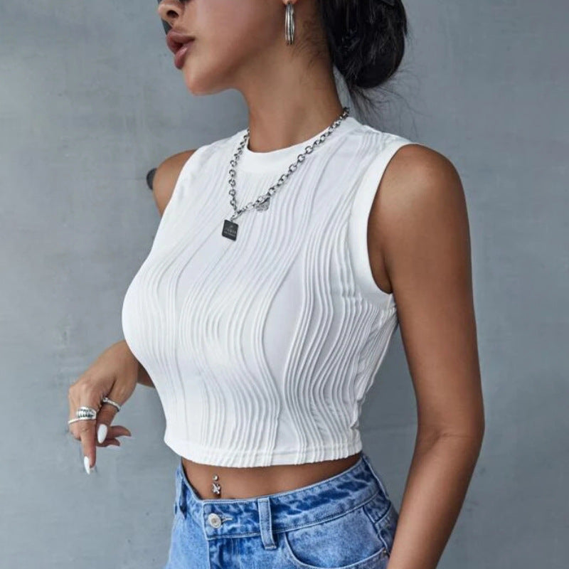 Elegance Sleeveless Round Neck Slim Fit Tank Top