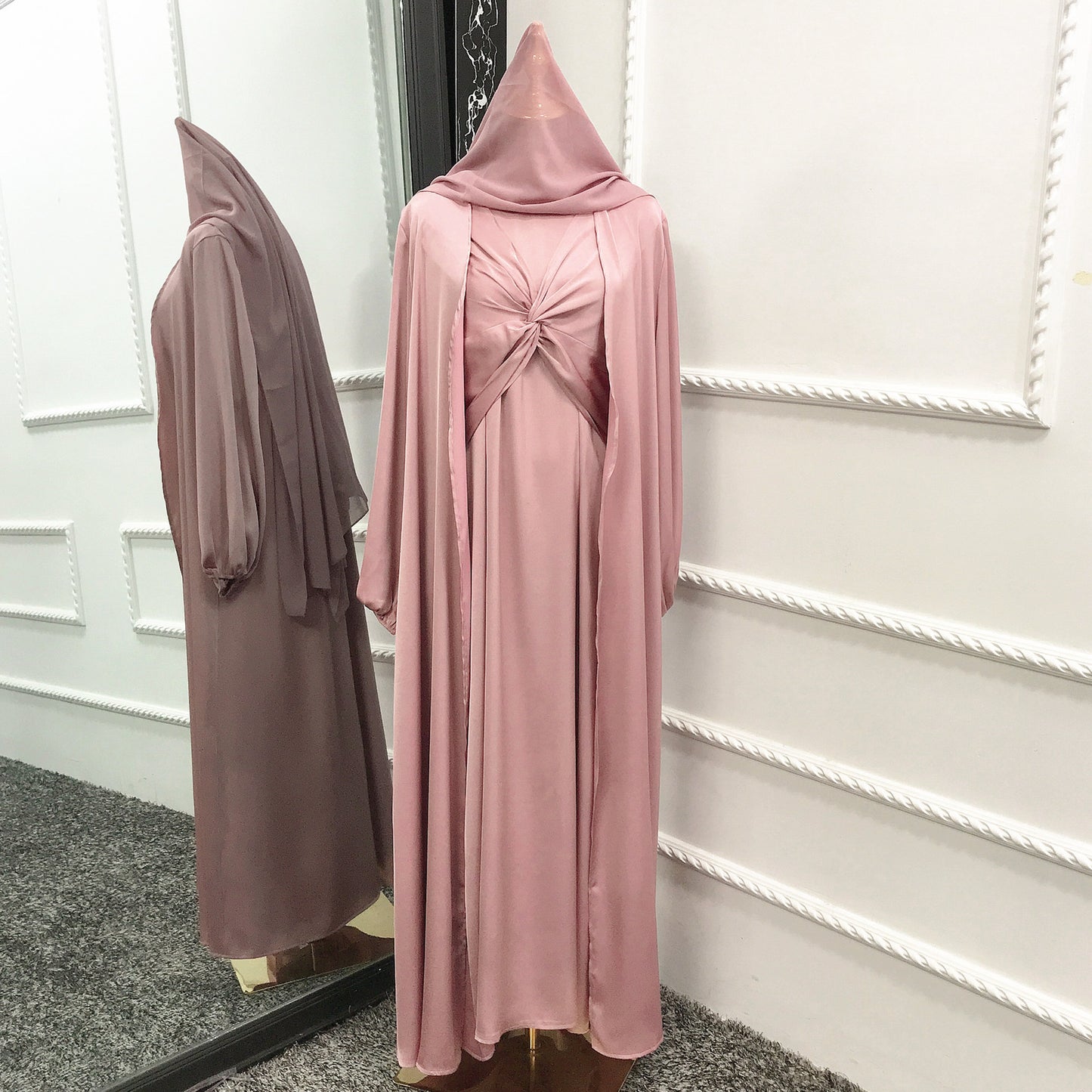 Fashion Solid Color Two-piece Dress Cardigan Suit