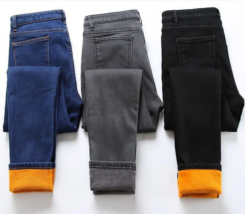 Women's Temperament High Waist Elasticity Plus Velvet Jeans