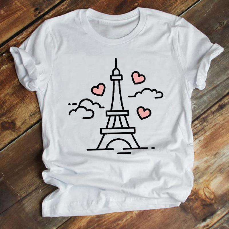 New Fashion Cartoon Printed Short-sleeved T-shirt Female Ins Trend