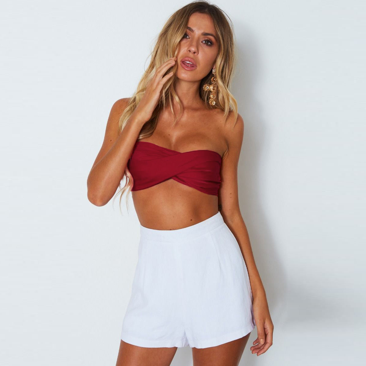 Sexy lace-up nightclub wrap top