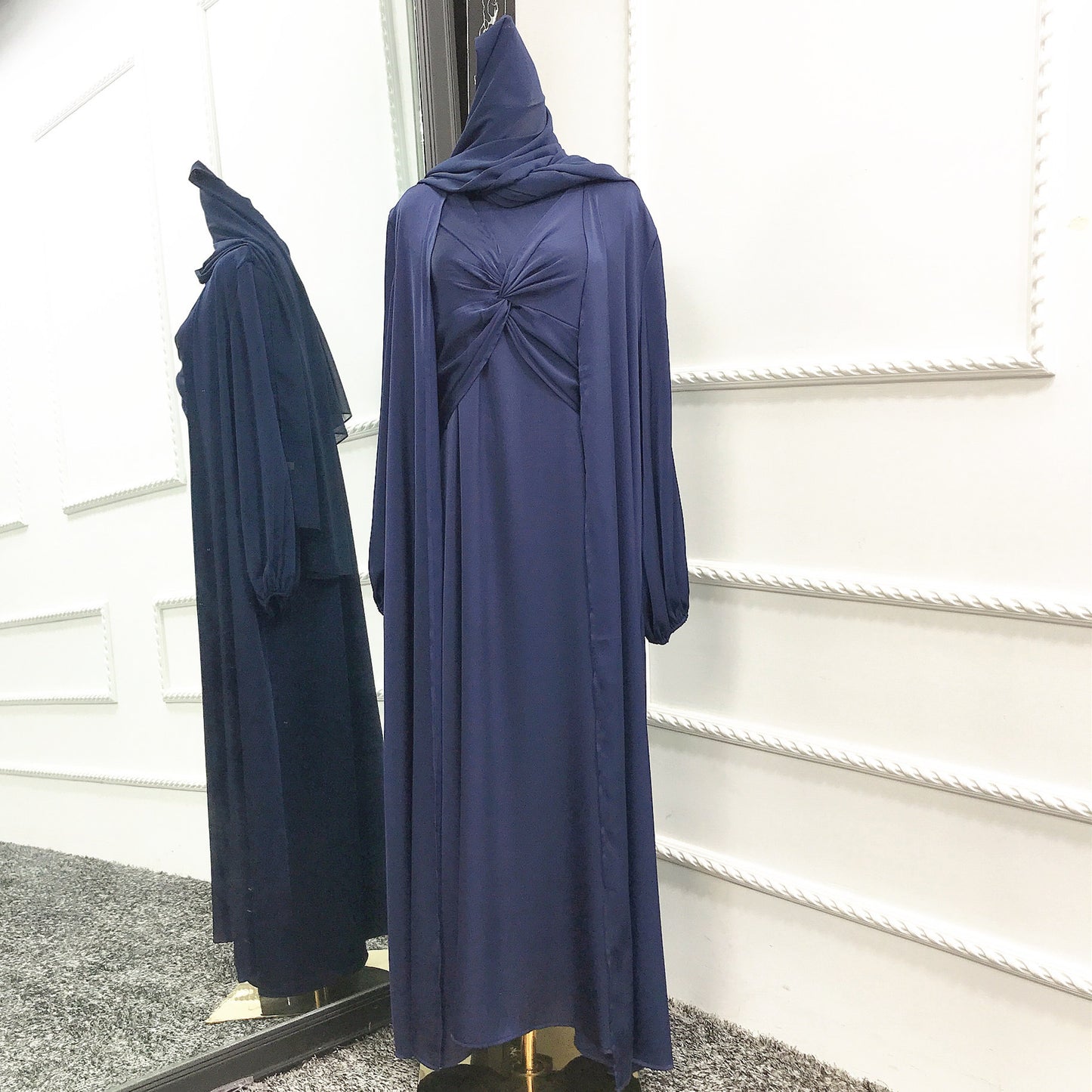 Fashion Solid Color Two-piece Dress Cardigan Suit