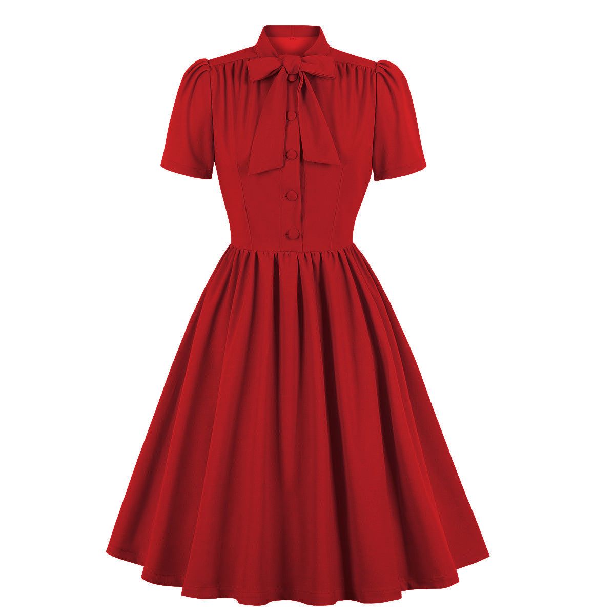 Women's Lace Up Solid Color Swing Dress