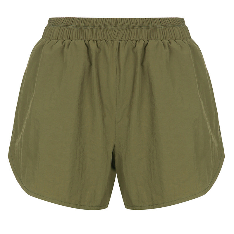 Long-sleeved Coat Shorts Two-piece Women's Army Green Zipper Stand-up Collar