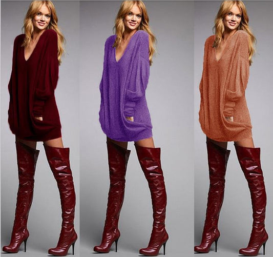 V-neck long sleeve t-shirt skirt