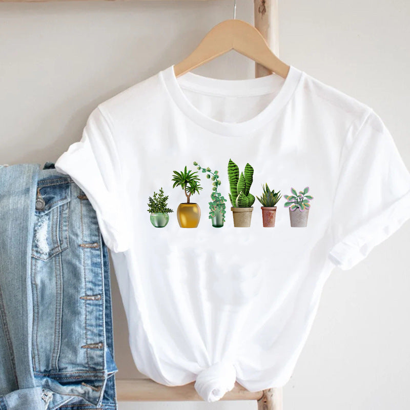 Harajuku Men's Cartoon Short Sleeve Youth Popular Collar Casual Men's T-Shirt