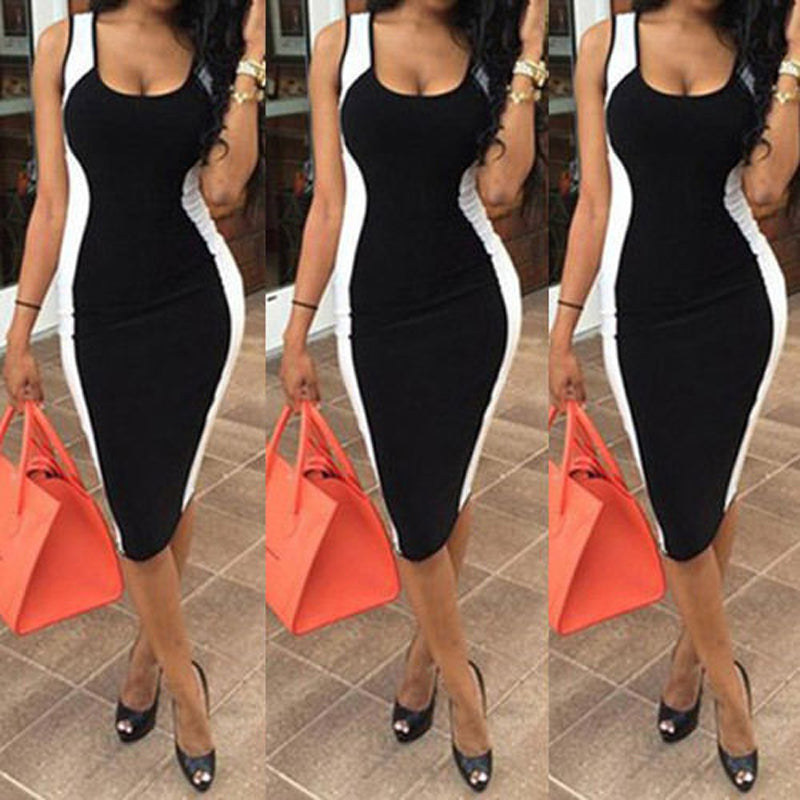 Black and white striped dress