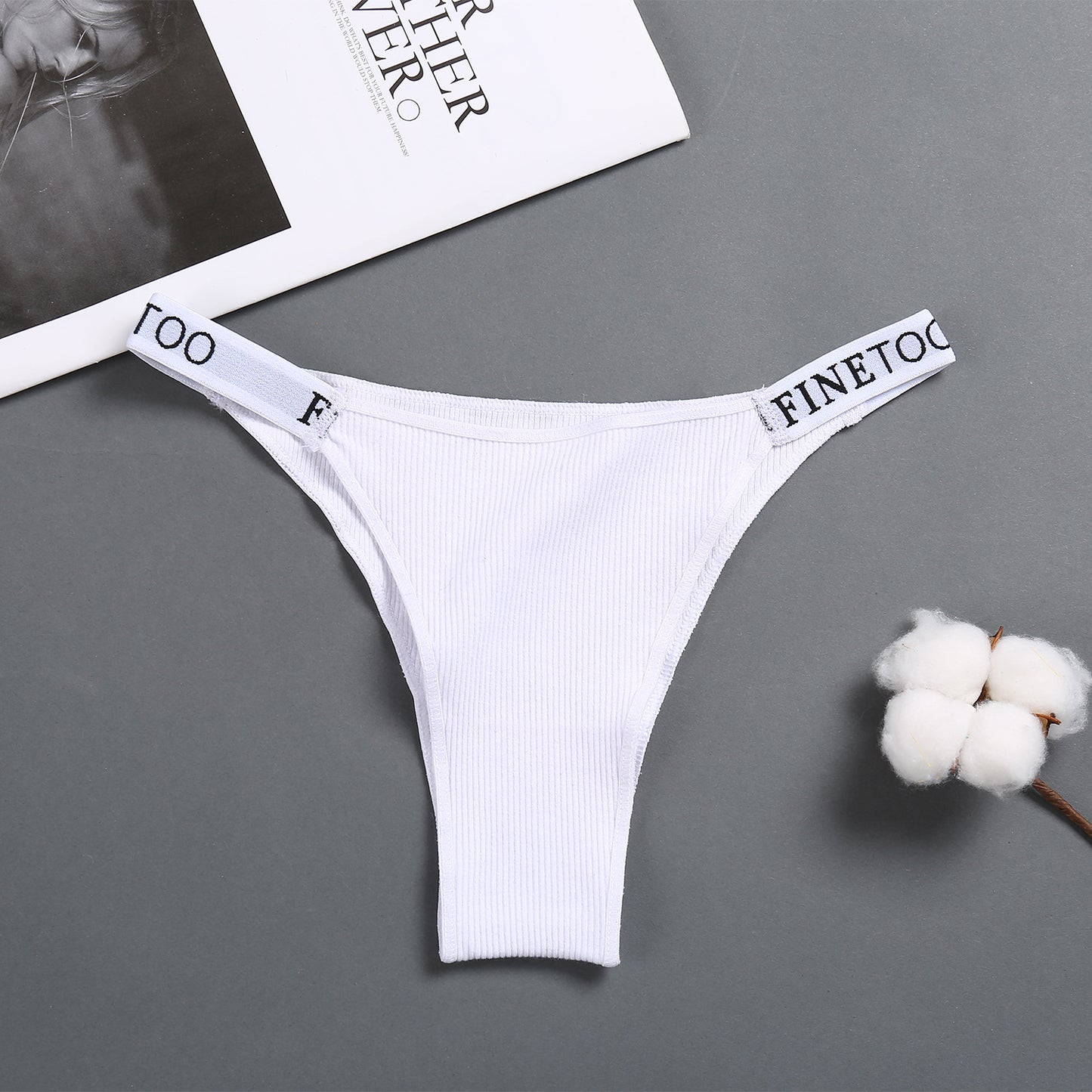 Women's high waist high slit cotton thong