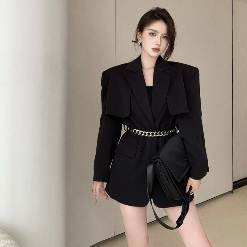 Suit Mid-length Loose Waist Retro Blouse