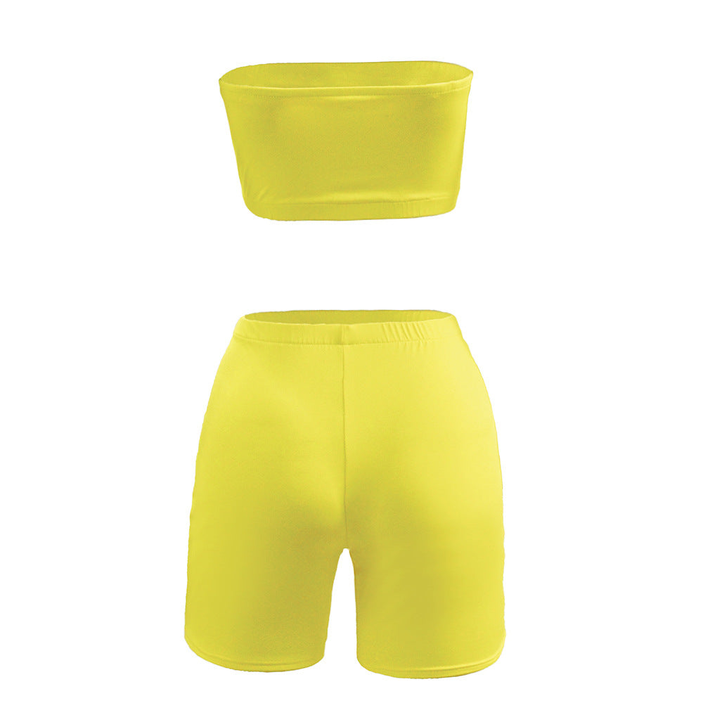 High stretch tights elastic small tube top shorts