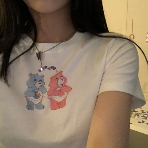 Short Half-Sleeved Top White Butterfly Short-Sleeved T-Shirt