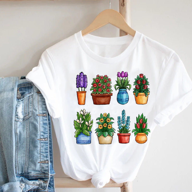 Harajuku Men's Cartoon Short Sleeve Youth Popular Collar Casual Men's T-Shirt