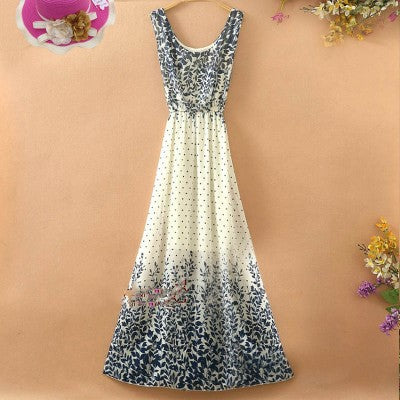 Sling sweet floral chiffon dress