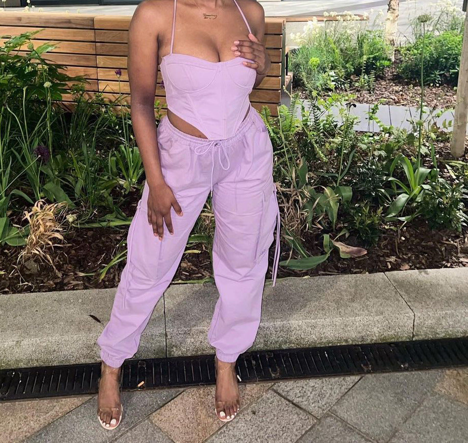 Women's Fashion Loose Straps High Street Sports Casual Work Pants