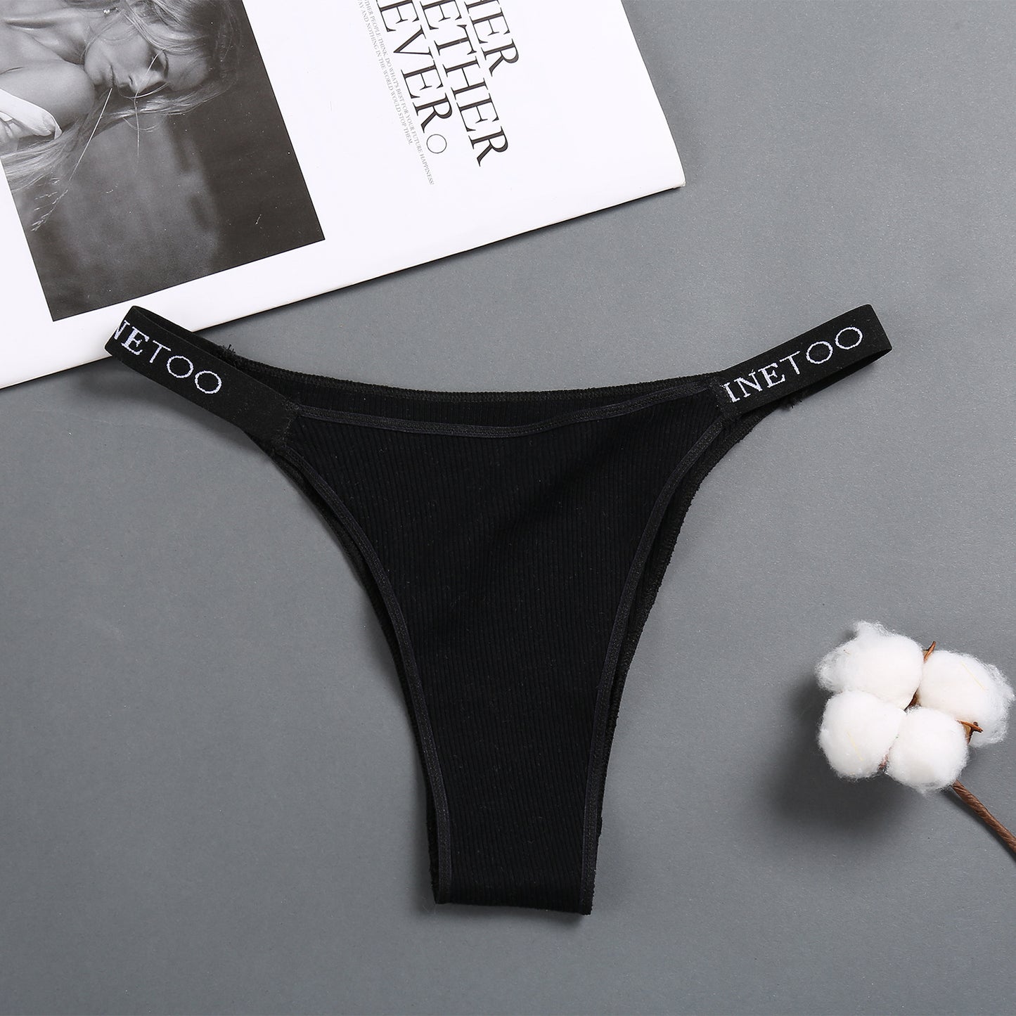 Women's high waist high slit cotton thong