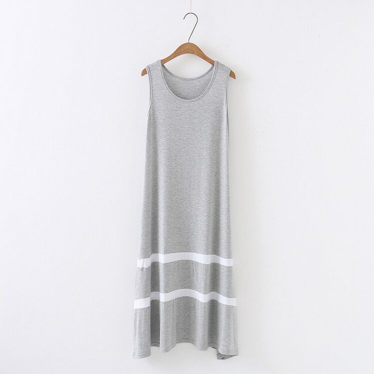 Loose Black And White Striped Sleeveless A-line Skirt With Big Swing Dress Temperament