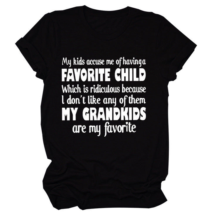 Favorite Child Letter Simplicity Casual Short Sleeve
