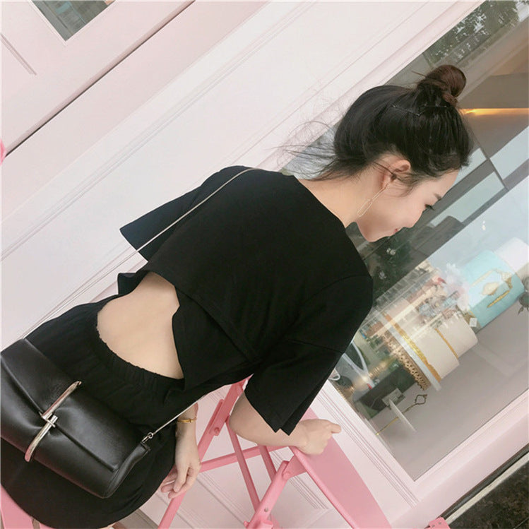 Halter female Korean version of thin black skirt short skirt