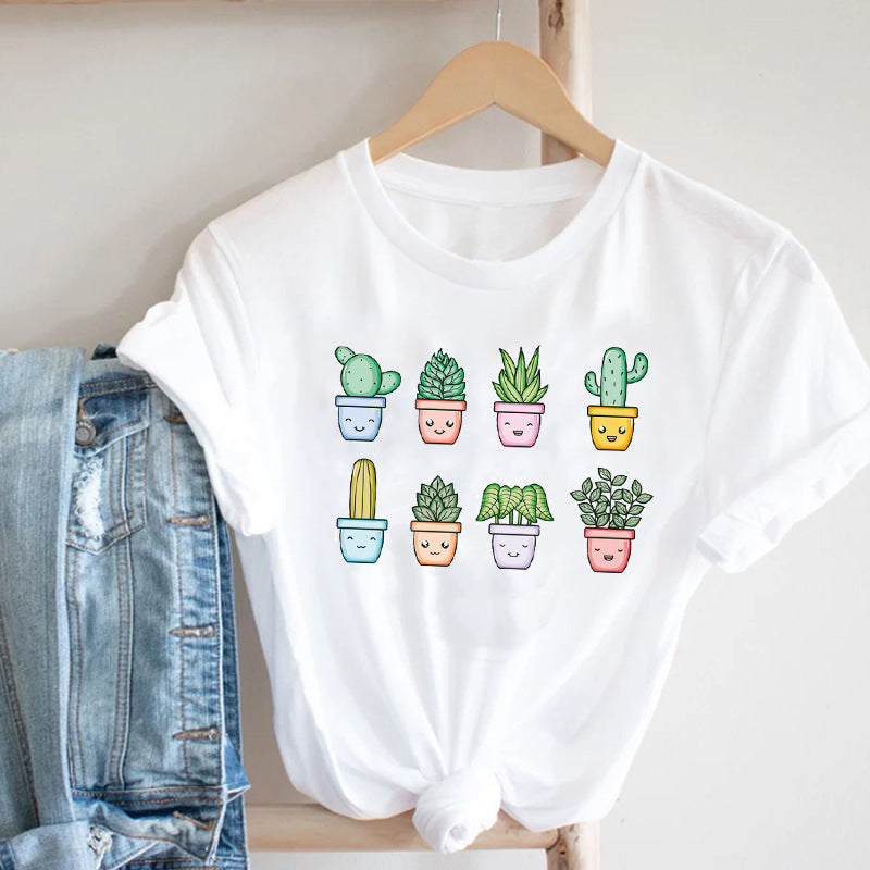 Harajuku Men's Cartoon Short Sleeve Youth Popular Collar Casual Men's T-Shirt