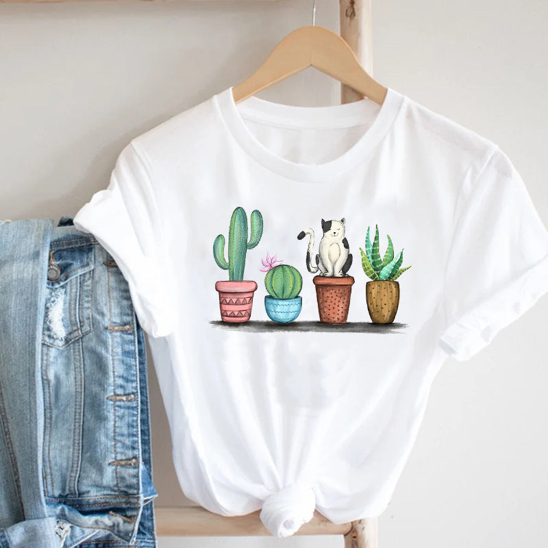 Harajuku Men's Cartoon Short Sleeve Youth Popular Collar Casual Men's T-Shirt