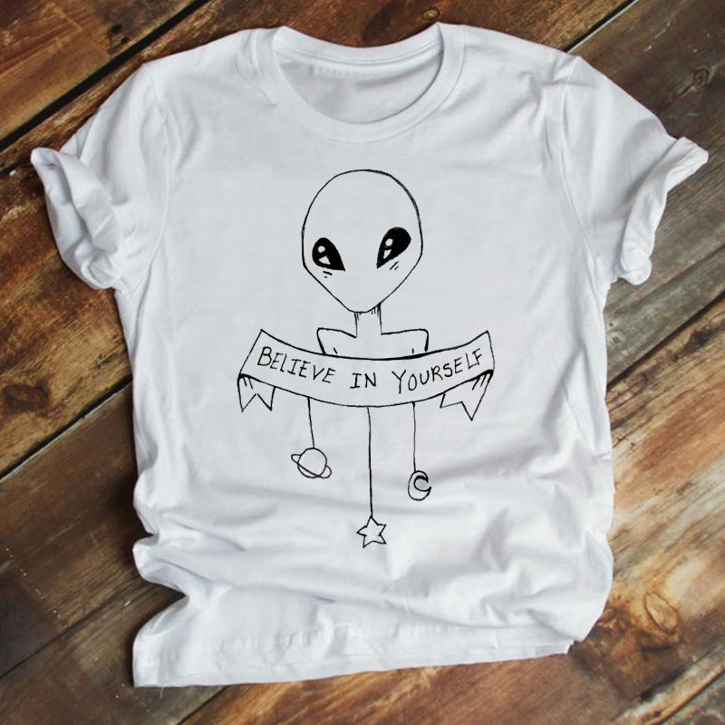 New Fashion Cartoon Printed Short-sleeved T-shirt Female Ins Trend