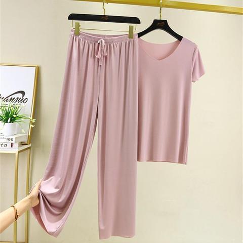 Ladies Temperament Sports Casual Wide Leg Pants Short Sleeve Two Piece Set