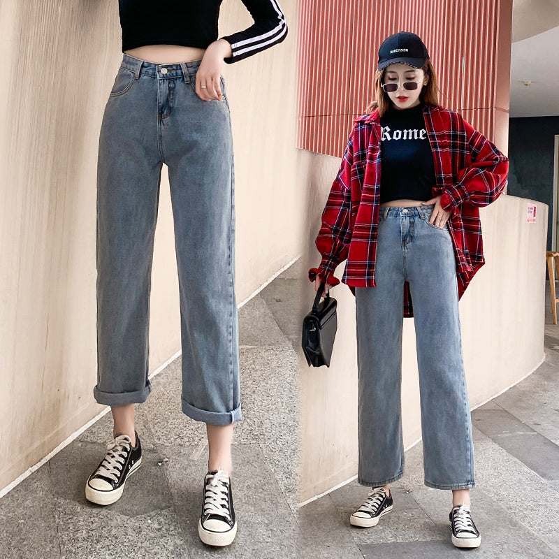 Women's Summer Retro Loose High-waisted Wide-leg Jeans