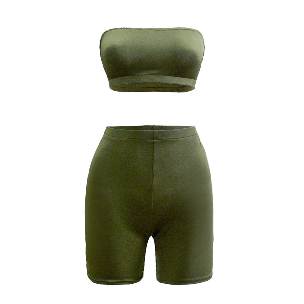 High stretch tights elastic small tube top shorts