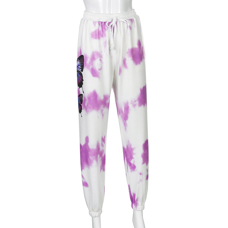 Fashion butterfly print tie-dye suit