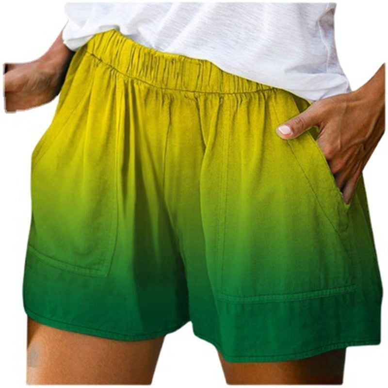 Women's Fashion Gradient Color Pocket Wide Leg Shorts