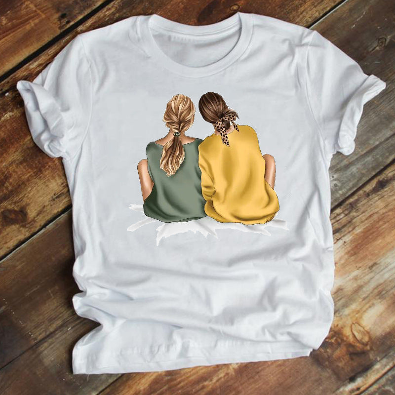 New Fashion Cartoon Printed Short-sleeved T-shirt Female Ins Trend