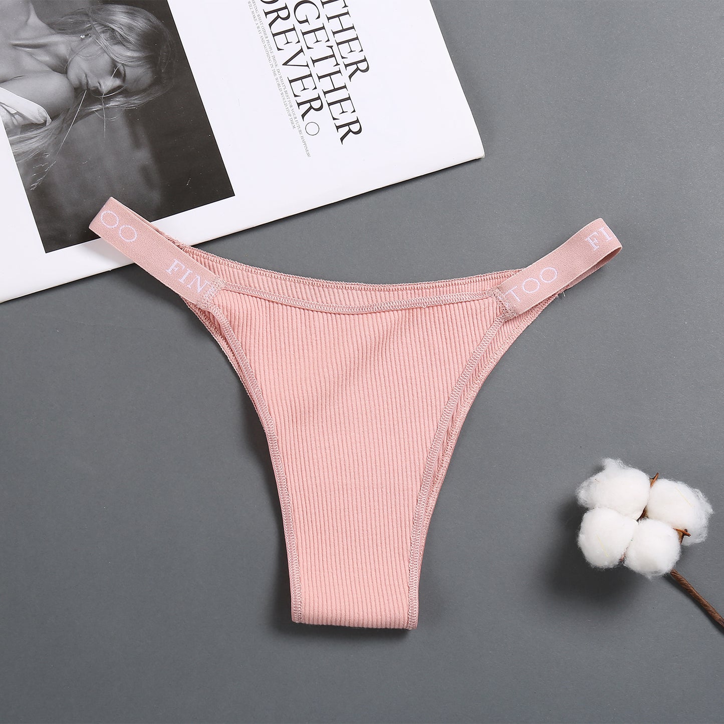 Women's high waist high slit cotton thong