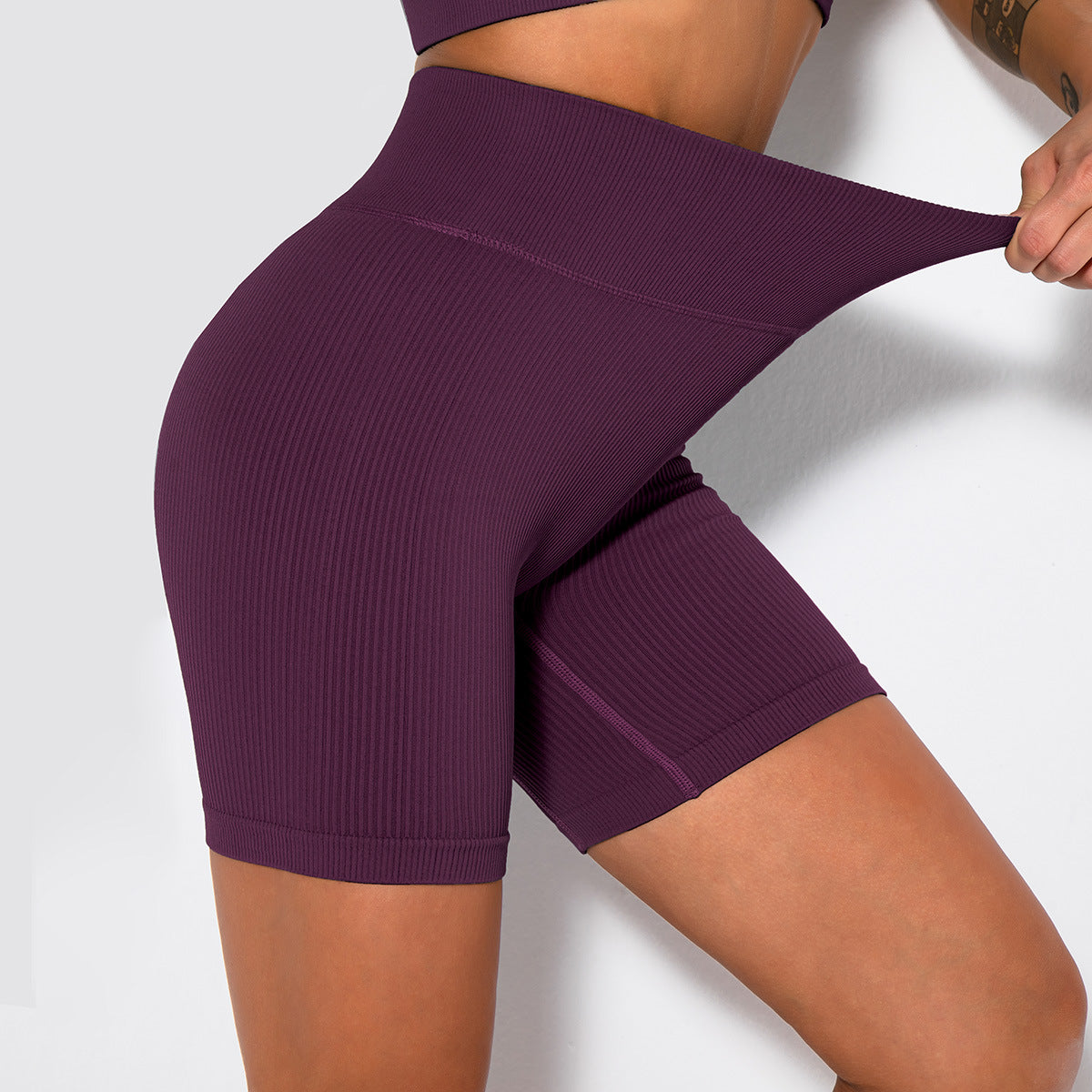 Seamless Knitted Sexy Sports Short-sleeved Shorts Yoga Wear Fitness Suit