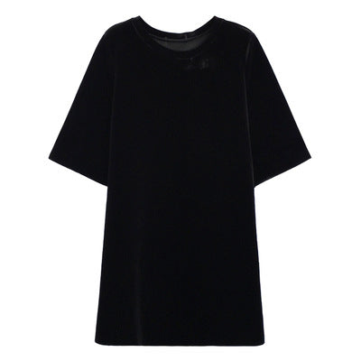 Women's Korean Velvet Loose Slim Short Sleeve Dress