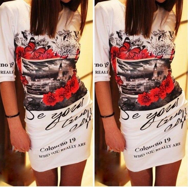 Personalized Print Slim Mini Dress