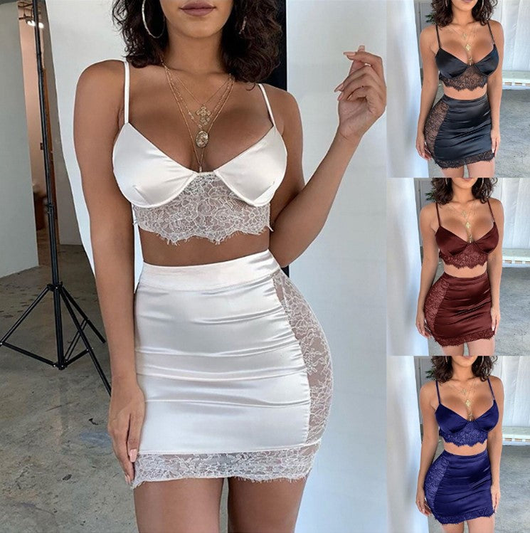 Women's Lace See-through Hip Skirt Set