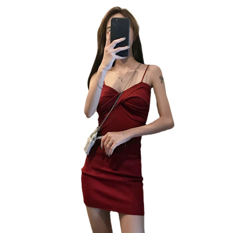New Summer French Hepburn Style Small Base Ride Sling Dress Women