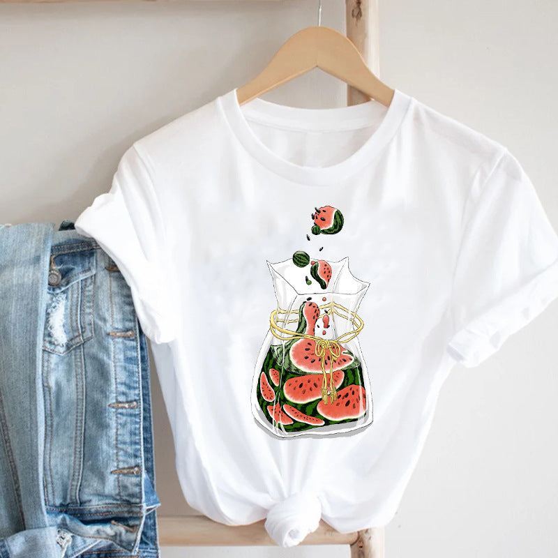 Harajuku Men's Cartoon Short Sleeve Youth Popular Collar Casual Men's T-Shirt