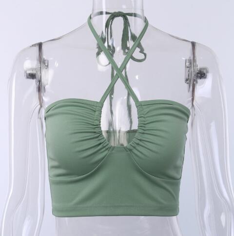 European and American Knitted Chest Wrap Cross Halterneck Vest