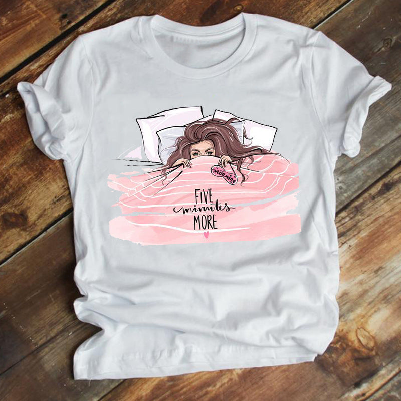 New Fashion Cartoon Printed Short-sleeved T-shirt Female Ins Trend