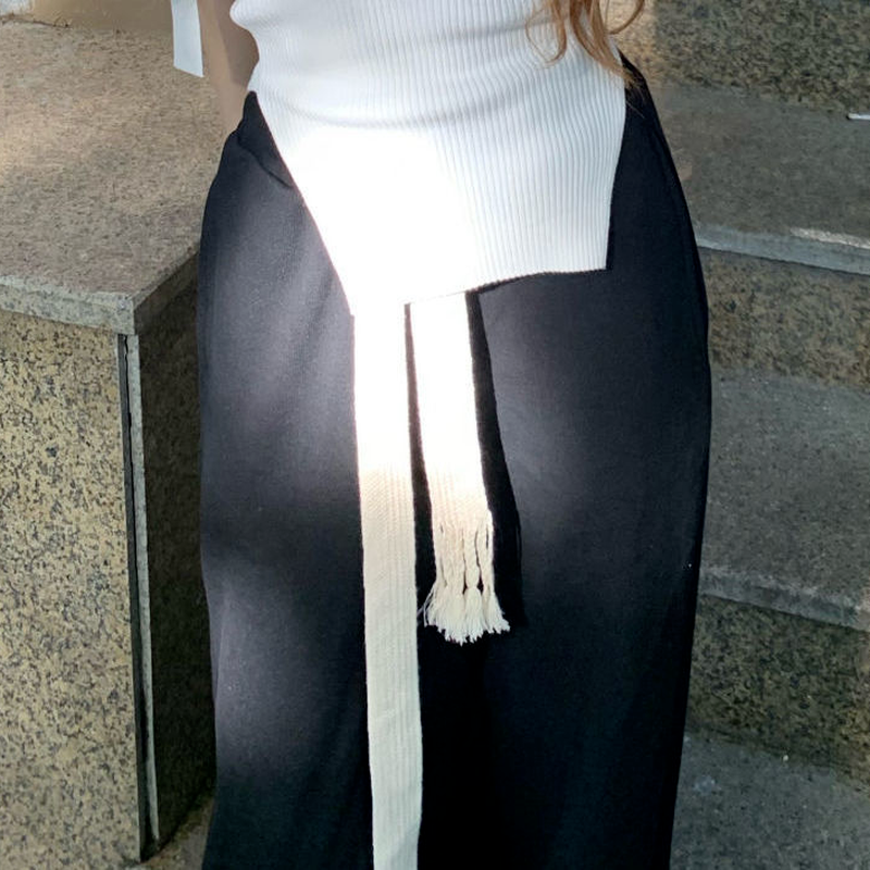 Women's Braided Drawstring Straight Casual Trousers
