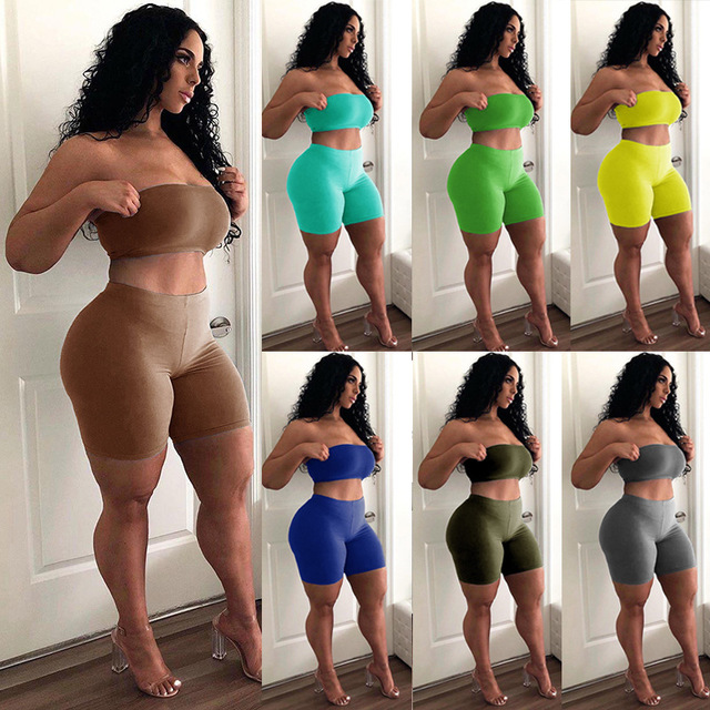 High stretch tights elastic small tube top shorts