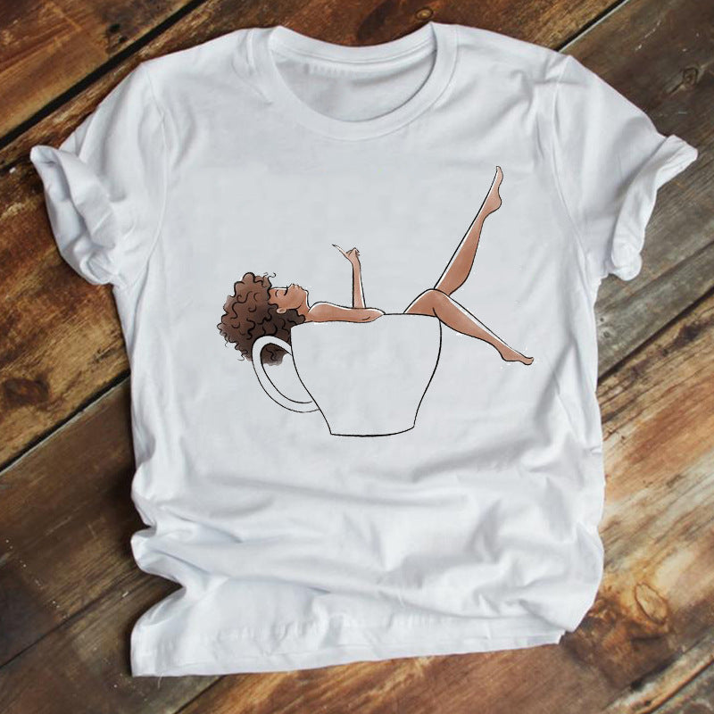 New Fashion Cartoon Printed Short-sleeved T-shirt Female Ins Trend