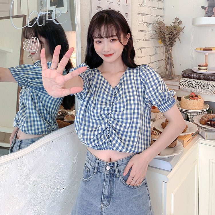 Plaid shirt female design sense niche