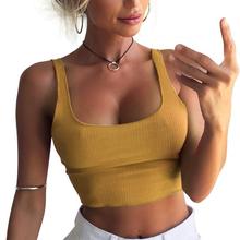New Vest Solid Color Low-cut U-neck Sleeveless Sling Umbilical Vest