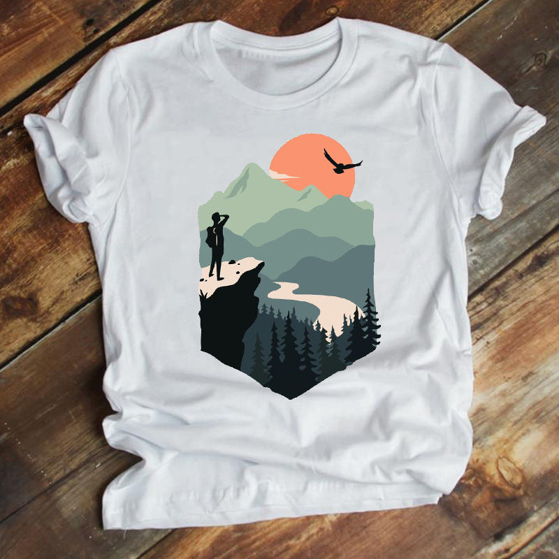 New Fashion Cartoon Printed Short-sleeved T-shirt Female Ins Trend